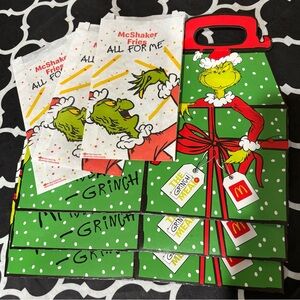McDonald's Grinch Meal box and shaker package. New